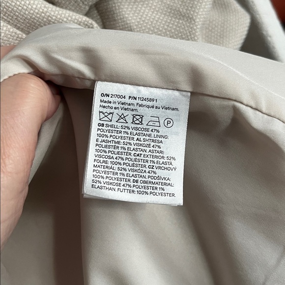 H&M Medium Blazer Gathered sleeves light beige linen color - Picture 6 of 11